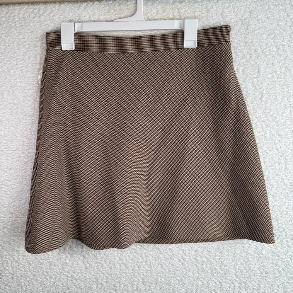 House of CB brown puppytooth a-line mini skirt Long Length Size Large